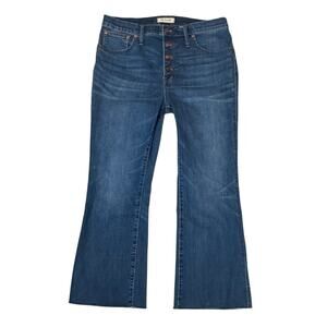 Madewell Cali Demi Boot Button Front Cropped Frayed Hem Jeans size 32
